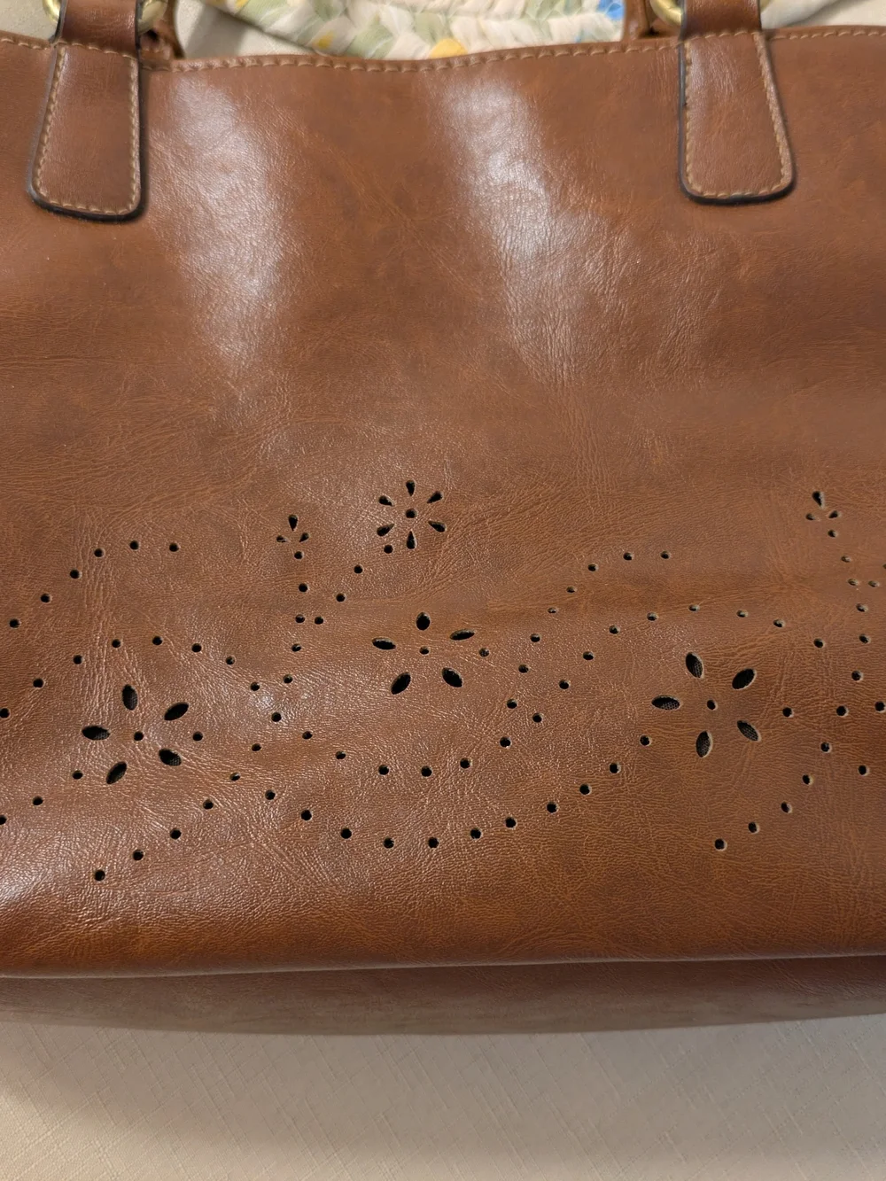 Rosetti Brown Satchel Bag With Crossbody Strap with Floral Cutouts, Coin Purse
